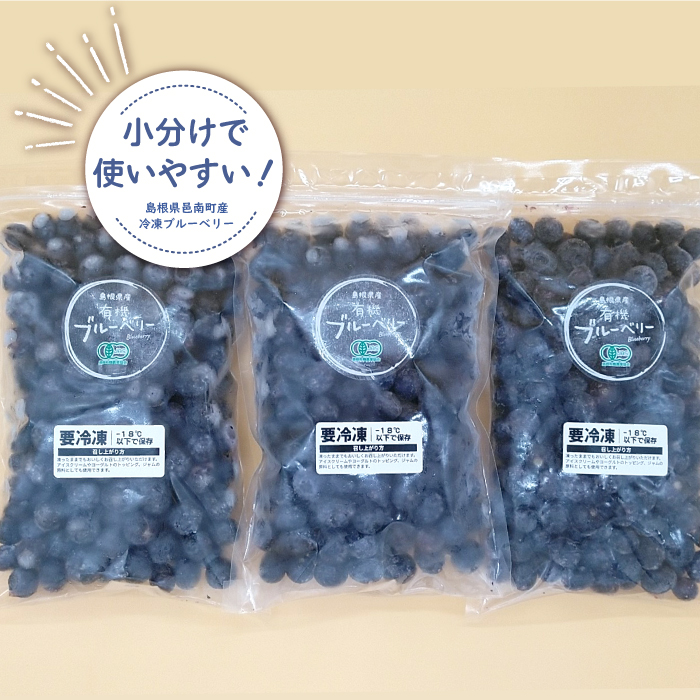 島根県邑南町のふるさと納税 冷凍 有機ブルーベリー 1.2kg（400g×3袋）