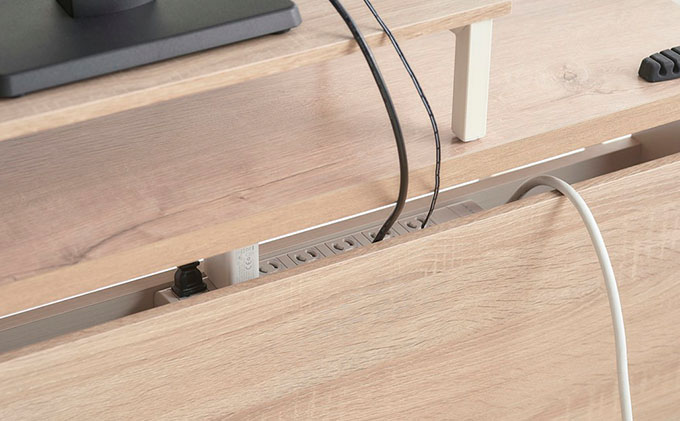 ケーブル収納デスク モニター台付 CSD-800M ライトナチュラル/ホワイト  アイリスオーヤマ 雑貨 日用品 インテリア 