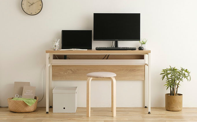 ケーブル収納デスク CSD-1150 ライトナチュラル/ホワイト アイリスオーヤマ 雑貨 日用品 インテリア 