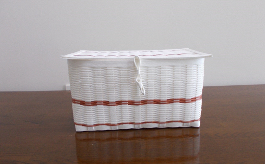 15-184 手作りのカゴ 3点セット(白＆レンガ)