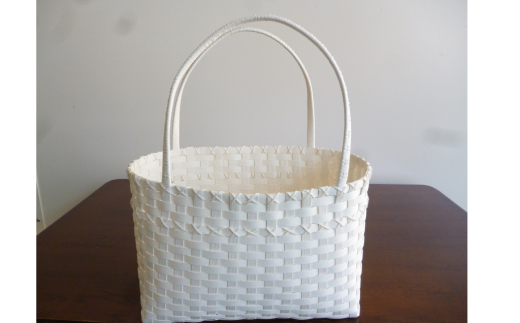 15-184 手作りのカゴ 3点セット(白＆レンガ)