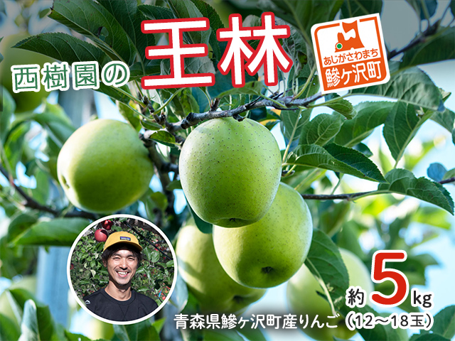 【青森県鰺ヶ沢町】りんご 青森 王林 リンゴ 約 5kg (12〜18玉) 青森県 鰺ヶ沢町産 西樹園 フルーツ 果物 果物類 白神山地 林檎