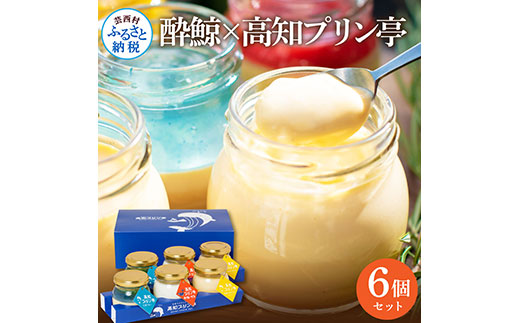 【高知県芸西村】TKA019  酔鯨×高知プリン亭 酒粕を使った甘酒プリン 定番商品の詰め合わせセット 3種 6個入り なめらか 仁淀ブルー 絶品 お取り寄せスイーツ ギフト プレゼント プリン ぷりん 瓶 おしゃれ かわいい 美味しい 送料無料  デザート お祝い 贈答 贈り物 のし