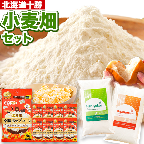 北海道十勝 前田農産電子レンジ専用「十勝ポップコーン」「小麦粉」セット 有限会社 十勝太陽ファーム 送料無料 お菓子 北海道 本別町[60日以内に順次出荷(土日祝除く)]