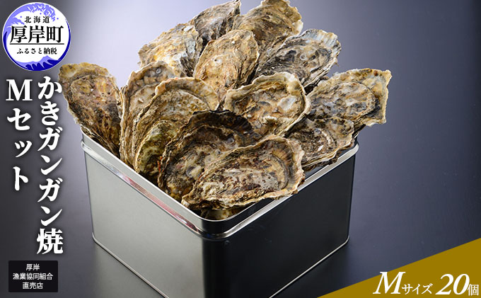 【厚岸漁協直売店特製】 かきガンガン焼 Ｍセット20個  北海道 牡蠣 カキ かき  生牡蠣 殻付  魚介類 マルえもん