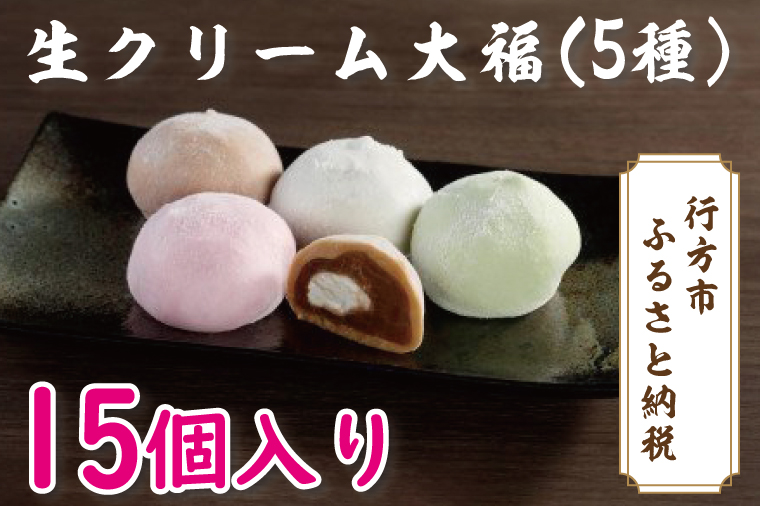 茨城県行方市のふるさと納税 K-12-1　生クリーム大福（5種）15個入り