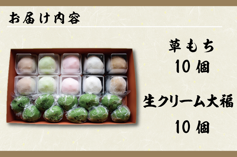 茨城県行方市のふるさと納税 K-8-1 生クリーム大福＆草もちセット　各10個