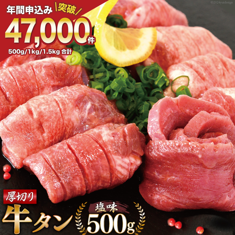 大人気！ 牛タン 厚切り牛タン 塩味 500g [モ～ランド 宮城県 気仙沼市 20564659] 肉 牛肉 精肉 牛たん 牛タン塩 牛たん塩 冷凍 焼肉 BBQ アウトドア バーベキュー 厚切り タン