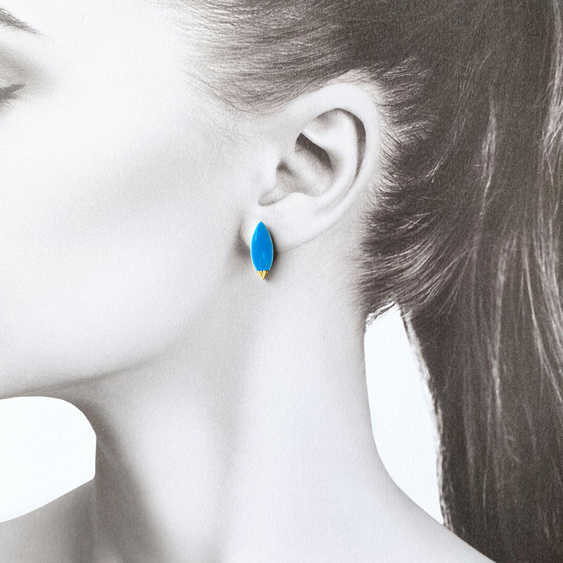 茅ヶ崎市 湘南 陶磁器 ピアス 上品 かわいい レディース ギフト プレゼント 誕生日 母の日 お祝い サマーギフト ゴールド 金 アート アクセサリー Artopus.SHONAN ピアス マーキス ブルー