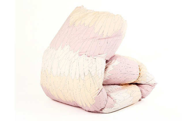 羽毛布団シングル(北欧調)掛け布団日本製ダウン90％1.0kg立体キルトピンク 寝具 軽量 ピュアーダウン 