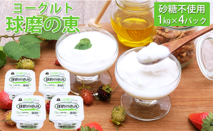 【熊本県錦町】球磨の恵ヨーグルト 1kg×4パック(砂糖不使用) 乳製品