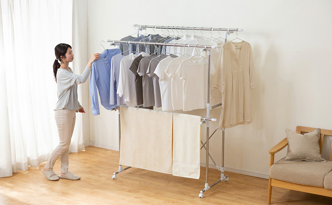 組み立て簡単たっぷり物干し H-MH1518N 物干し 室内 室内干し 組立 組み立て 簡単 伸縮竿 コンパクト収納 洗濯 部屋干し 大容量 屋外 梅雨 アイリスオーヤマ 家具 