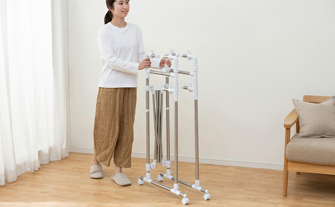 組み立て簡単たっぷり物干し H-MH1518N 物干し 室内 室内干し 組立 組み立て 簡単 伸縮竿 コンパクト収納 洗濯 部屋干し 大容量 屋外 梅雨 アイリスオーヤマ 家具 