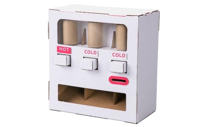 ダンボール工作　自販機　ガチャ　シューティング 玩具 おもちゃ 組み立て 子供 3点セット ガチャガチャ 段ボール 