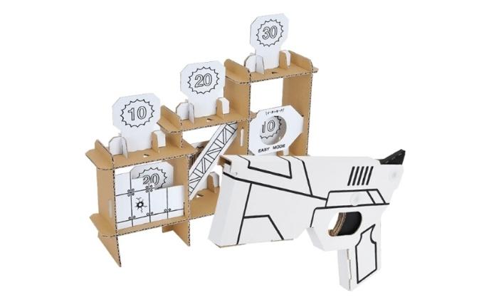 ダンボール工作　自販機　ガチャ　シューティング 玩具 おもちゃ 組み立て 子供 3点セット ガチャガチャ 段ボール 