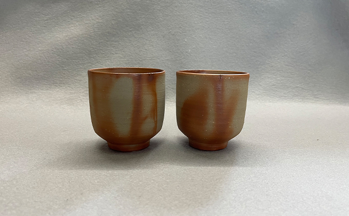 備前緋だすき 湯呑 2個 木箱入り[ 備前焼 緋襷 ] 湯のみ 工芸品