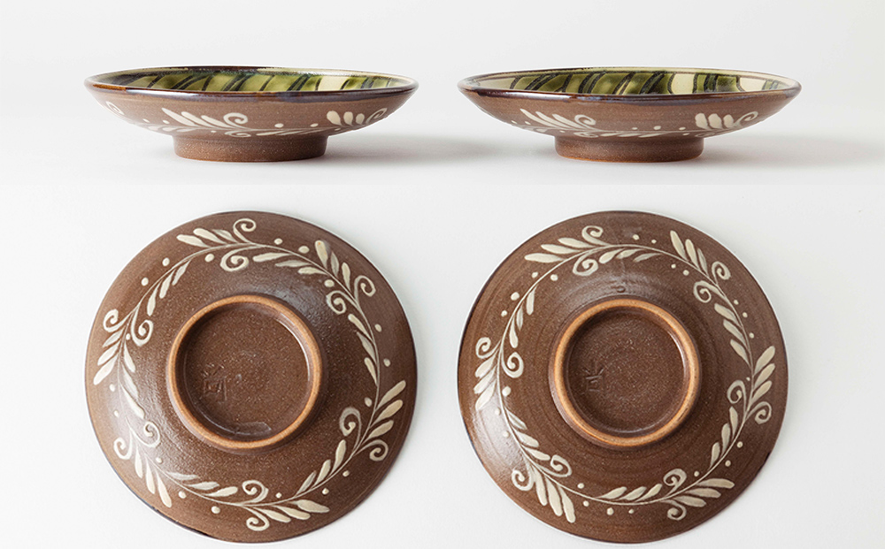 5寸皿 線彫り・月桃 2枚セット【尚工房】（沖縄県うるま市