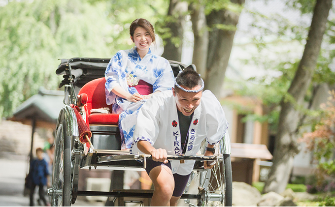 《懐古園と城下町を人力車で周ろう♪》人力車で90分間周遊プラン 体験チケット 観光 