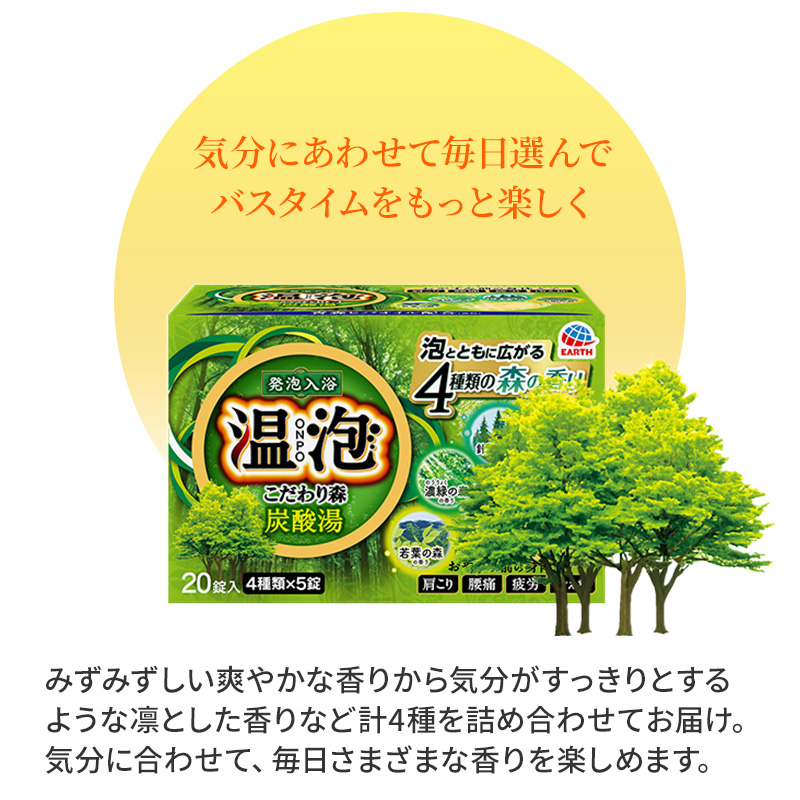 温泡 ONPO 発泡入浴剤 こだわり森 炭酸湯 4種アソート 12箱