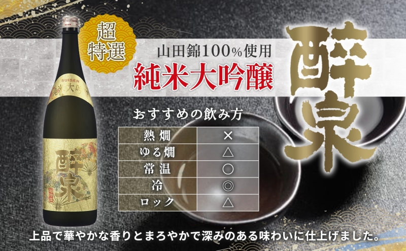 日本酒 醉泉 2本セット 超特選 純米大吟醸 醉泉 1.8L 特選 純米吟醸 醉泉1.8L 各1本入り山田酒造 山田錦 清酒 お酒 純米酒 上品 華やかな 香り まろやか 低温発酵 愛知県 蟹江町