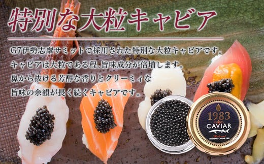 宮崎県日南市のふるさと納税 数量限定 宮崎キャビア1983 プレミアム 12g 期間限定 キャビア塩付き 魚卵 魚介 魚貝 国産 食品 加工品 三大珍味 黒いダイヤ 大粒 最高級 贅沢 上品 おすすめ ギフト プレゼント 贈答 贈り物 パーティー おもてなし ご褒美 お祝い 記念日 日南市 送料無料_FH6-25-C