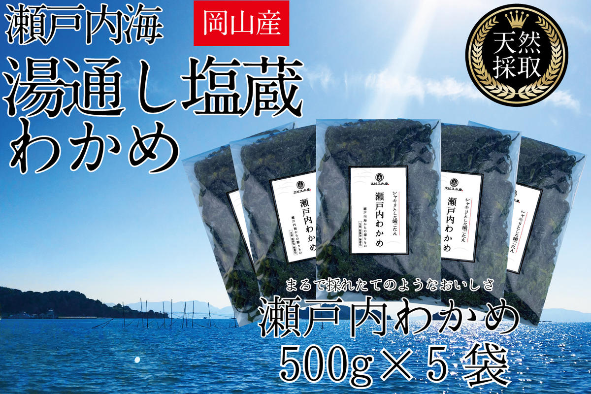 湯通し塩蔵 瀬戸内 わかめ 500g×5袋【岡山 瀬戸内海 天然 塩蔵】 無添加 無着色 健康 味噌汁 炊き込み サラダ 