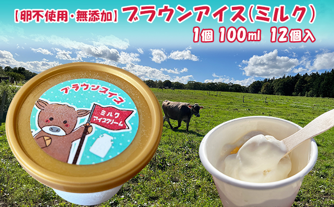 【北海道南富良野町】【卵不使用・無添加】ブラウンアイス(100ml)12個セット 北海道 南富良野町 アイス デザート おやつ 無添加 バニラアイス バニラ アイスクリーム