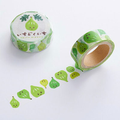 いちじくいちを マスキングテープ 緑・黄セット キャラクター 雑貨 日用品 文房具 