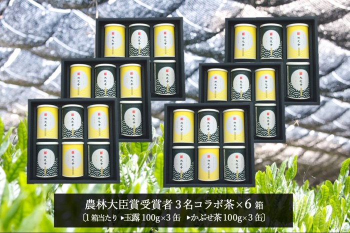 【数量限定】農林水産大臣賞受賞者　下岡清富×谷勝谷健士×谷口悟司　コラボ宇治茶〈限定 お茶 茶 煎茶 緑茶 茶葉 玉露 かぶせ茶 コラボ 詰合せ 最高茶師 大臣賞 飲料 加工食品〉 