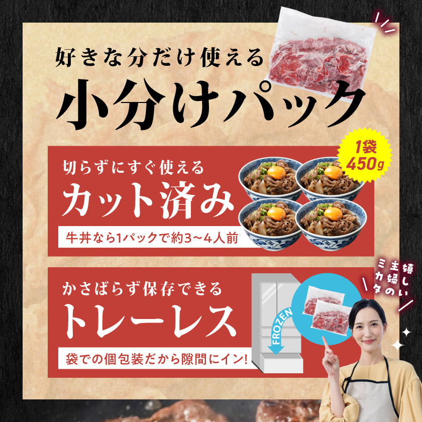 宮崎県都城市のふるさと納税 国産牛 赤身切り落とし1.8kg(450g×4パック)_14-3604