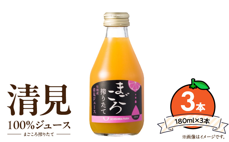 【和歌山県有田郡湯浅町】ZE6387n_【まごころ搾りたて】清見 100%ジュース 180ml × 3本 贈答用
