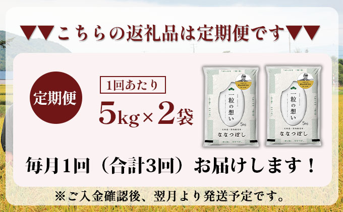 【2025年産米】3ヵ月 定期便 銀山米研究会のお米＜ななつぼし＞10kg（5kg×2袋） ご飯 ライス 白米 精米 ブランド米 おにぎり お弁当 北海道産 産地直送 朝ごはん 昼ごはん 夜ごはん [株式会社 松原米穀]