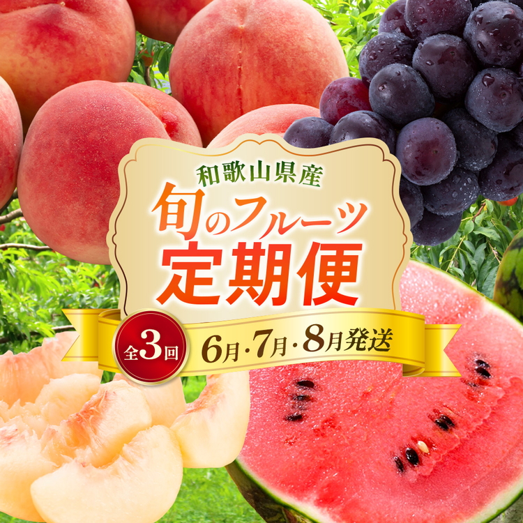 〈定期便〉【6・7・8月 全3回】和歌山の夏の人気フルーツ（小玉スイカ・桃・たねなしピオーネ）※北海道・沖縄・離島への配送不可