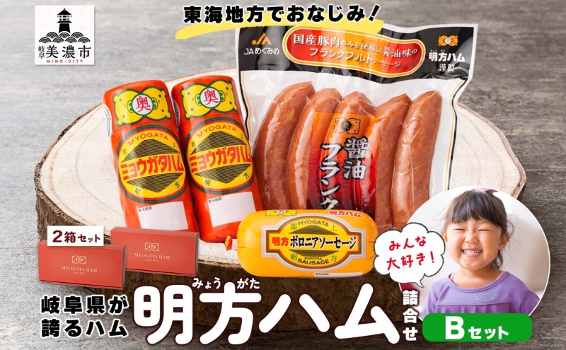 明方 ハム Bセット ボロニア ソーセージ フランクフルト JA ブランド 豚肉 お肉 国産 熟成 塩分 控えめ 豚腸 バーベキュー BBQ 加工品 お取り寄せ 贈答 ギフト 送料無料 めぐみの農業協同組合 岐阜県 美濃市