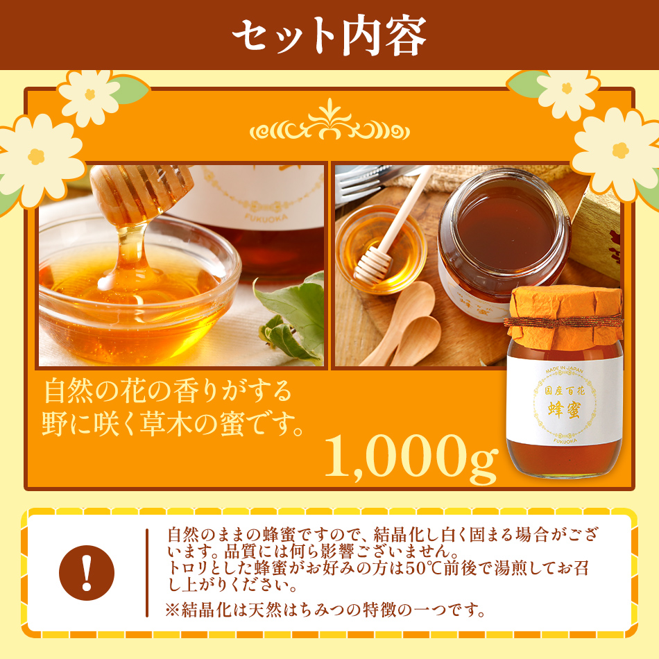 福岡県大木町のふるさと納税 国産蜂蜜ギフト 1,000g　白ラベル　CD01