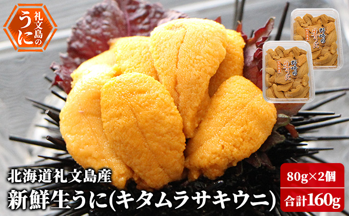 【北海道礼文町】先行予約 北海道 礼文島産 新鮮生うに( キタムラサキウニ )80g×2個 ウニ 雲丹