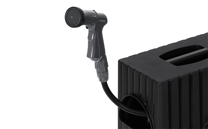 フルカバーホースリールEX 20M FHEXNー20 ダークグレー/ブラック アイリスオーヤマ 雑貨 庭 園芸 洗車 水やり 紫外線 劣化しにくい 傷みにくい 頑丈 水量調整 6つ 噴射パターン アクアガン ワンタッチコネクタ 