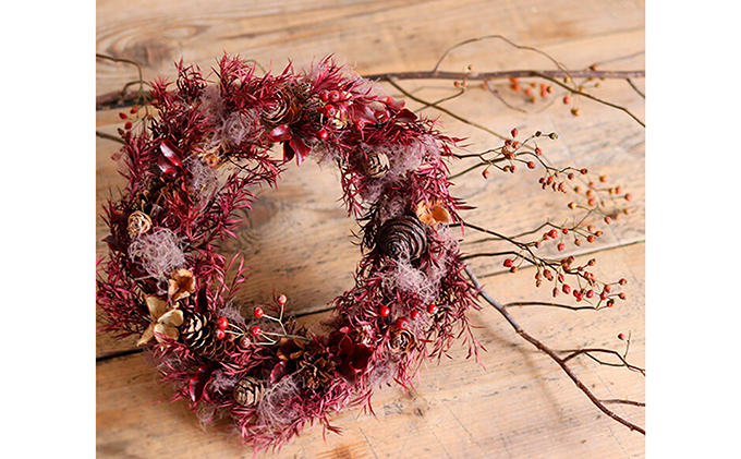✿*✿* 流れる紅葉のリース ♬  37 × 50 cm 造花リース ✿*✿* つくってみた|vol.6 labo1113で春を感じる花のリース | 暮らす仙台