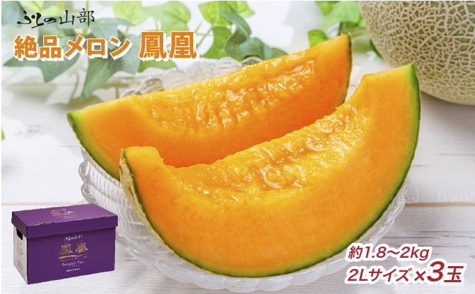 【2026年6月より順次発送】ふらの山部の絶品メロン『鳳凰』 2L（1.8～2kg）×3玉（坂口農産）メロン フルーツ 果物 新鮮 甘い 贈り物 ギフト 道産 ジューシー おやつ ふらの ブランド 夏 