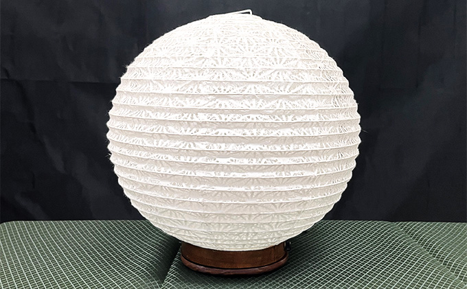 美濃和紙ランプスタンド「てまり」 インテリア 照明 和室 灯り 丈夫 職人技 麻の葉 柄 手漉落水紙 白色 うす美濃紙 提灯 二重張製法 和テイスト 
