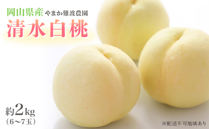 桃 【 2026年 先行予約 】 岡山県産 清水 白桃 （ 白桃 ） 約2kg（6～7玉） 《2026年7月中旬～8月上旬頃出荷》 白桃 岡山 フルーツ 果物 先行予約 数量限定 期間限定 里庄町 モモ もも 