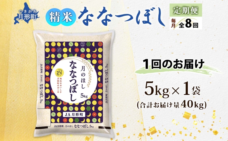 【令和8年産先行予約】北海道 定期便 8ヵ月連続8回 令和8年産 ななつぼし 5kg×1袋 特A 米 白米 ご飯 お米 ごはん 国産 ブランド米 おにぎり ふっくら 常温 お取り寄せ 産地直送 送料無料 月形 