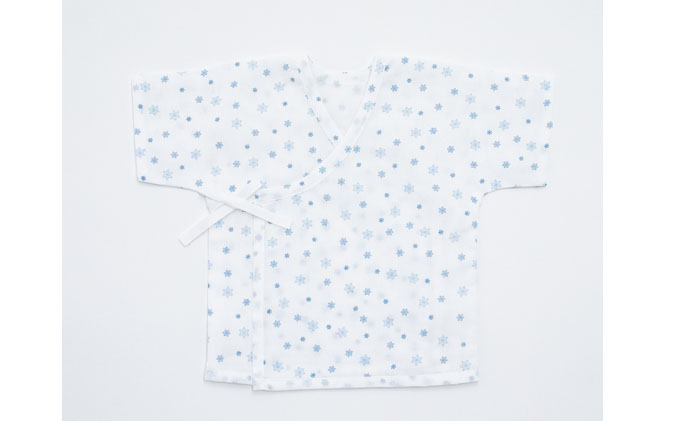 PGガーゼ　ベビー肌着セット 70cm　小紋 ベビー用品 青 ブルー 男の子 赤ちゃん 短肌着 コンビ肌着 裏始末 サイズ調整 股下ホック 肌に優しい 