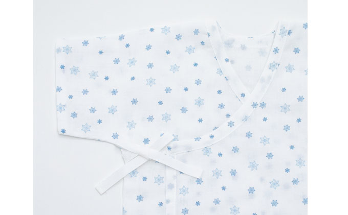 PGガーゼ　ベビー肌着セット 70cm　小紋 ベビー用品 青 ブルー 男の子 赤ちゃん 短肌着 コンビ肌着 裏始末 サイズ調整 股下ホック 肌に優しい 