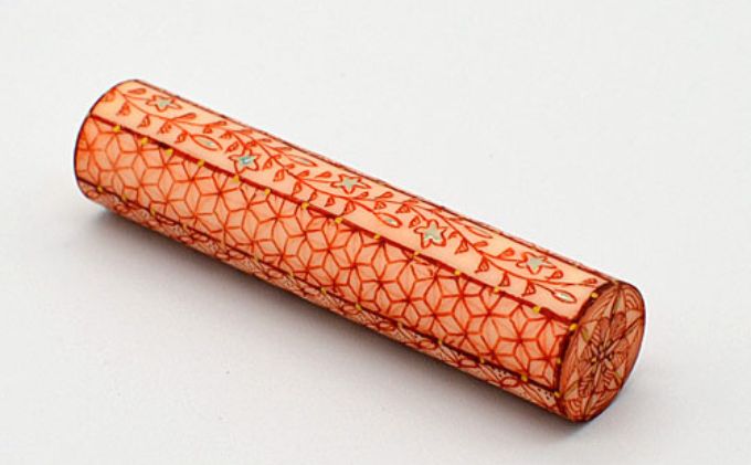 九谷彩印　「赤絵細描小紋唐草」福島礼子 雑貨 日用品 民芸品 工芸品 伝統技術 判子 