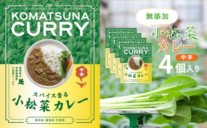 【福岡県朝倉市】小松菜カレー 4個 加工食品 惣菜 レトルト