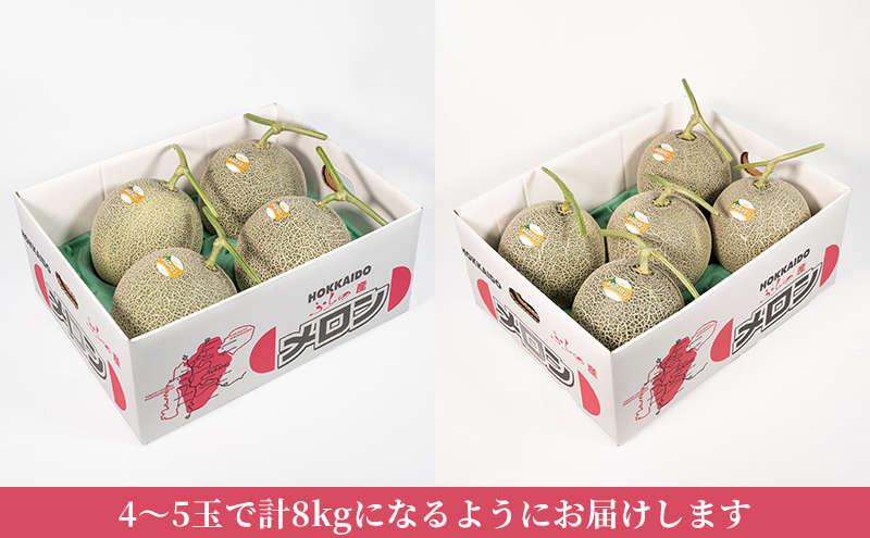 【2026年6月下旬～発送】富良野メロン 4～5玉 計約8kg 北海道 ふらの (NORTH FUN) メロン フルーツ 果物 新鮮 甘い 贈り物 ギフト 道産 ジューシー おやつ ふらの ブランド 夏