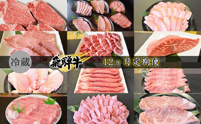【岐阜県安八町】飛騨牛12ヶ月定期便 牛肉 国産 シャトーブリアン 6種盛り カルビ ロース ヒレ 赤身 もも ブロック ステーキ サイコロ すき焼き しゃぶしゃぶ 肩ロース リブロース サーロイン
