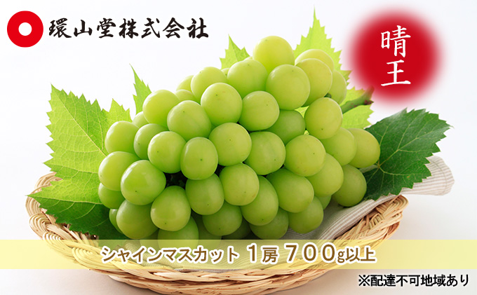 ぶどう 2026年 先行予約 シャイン マスカット 晴王 1房 700g以上 マスカット ブドウ 葡萄  岡山県産 国産 フルーツ 果物 ギフト 環山堂 大粒 種無し 甘い 豊潤 香り 皮ごと 高糖度 贈り物 