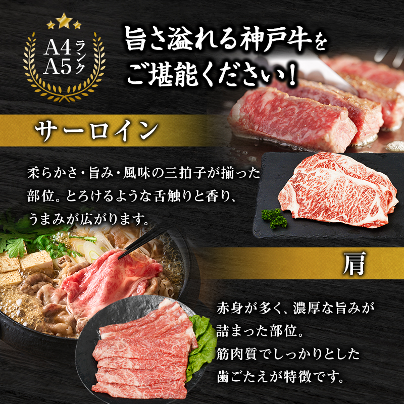 期間限定寄附額 神戸牛 福袋 帝神 おまかせコース F  サーロインステーキ 肩スライス 牛カルビ ももステーキ もも焼肉 バラ肉 すじ肉